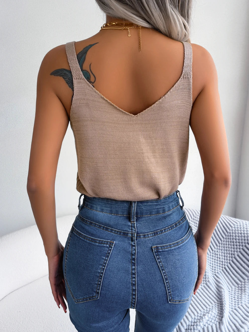 Chic Knit Bliss Shoulder Straps Fitted Top