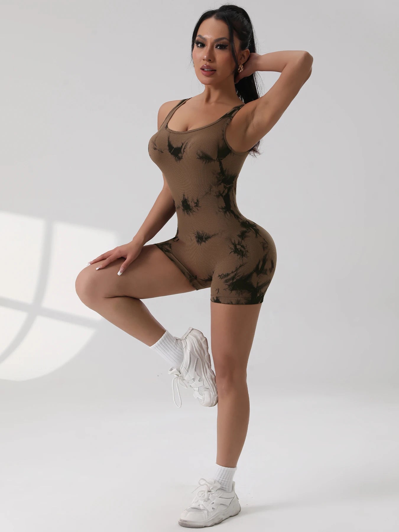 1PCS Tie Die Yoga Suit Stretch Butt-Lifting Sports Jumpsuit