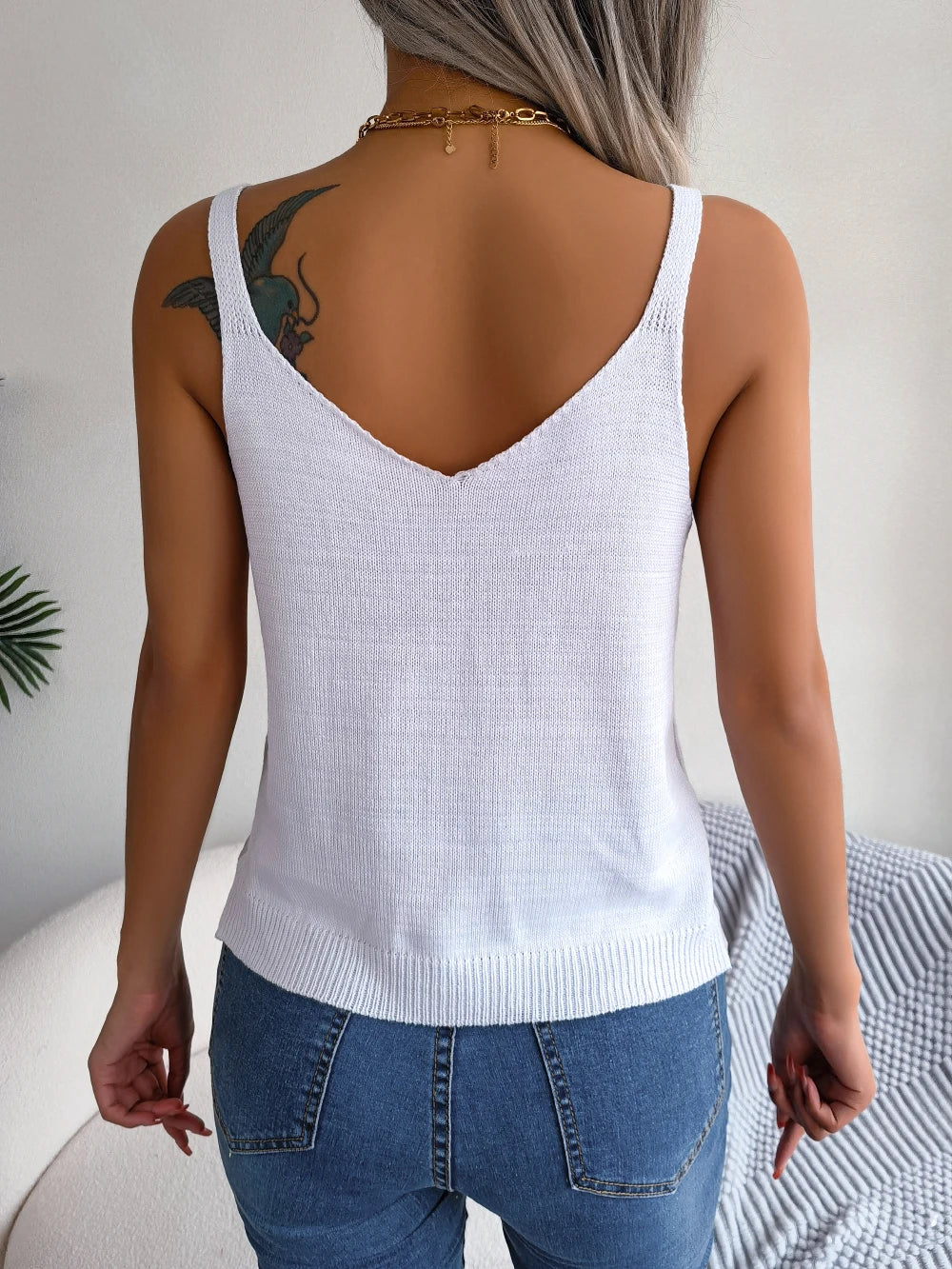 Chic Knit Bliss Shoulder Straps Fitted Top