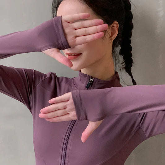 Women Sport Zipper Jacket Yoga Fitness Running Hoodies
