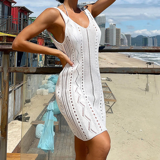 Vacation Gradient Beach Knitted Pool Swimwear Long Dress