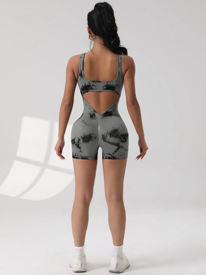 1PCS Tie Die Yoga Suit Stretch Butt-Lifting Sports Jumpsuit