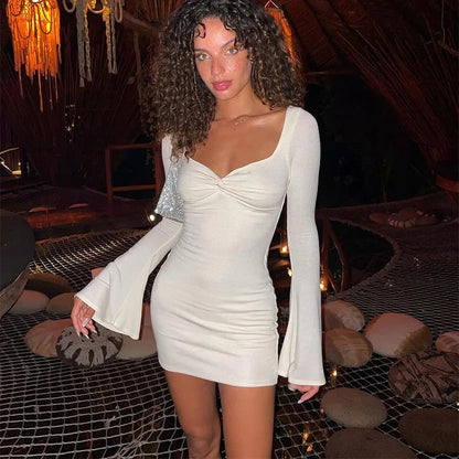 Long Sleeve Ruched Bodycon Dresses
