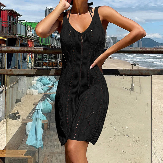Vacation Gradient Beach Knitted Pool Swimwear Long Dress