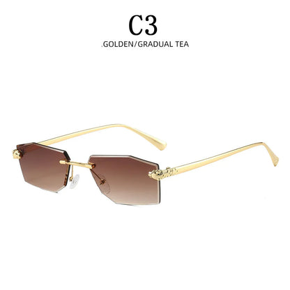 Rimless Luxe Glamour Glint Sunglasses