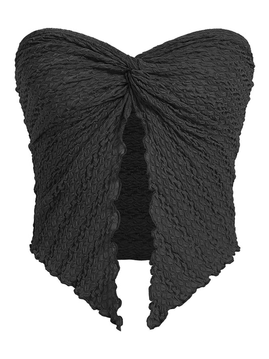 Summer Breeze Wrap Open Front Cutout Hem Crop Tank Corset Top Bustier