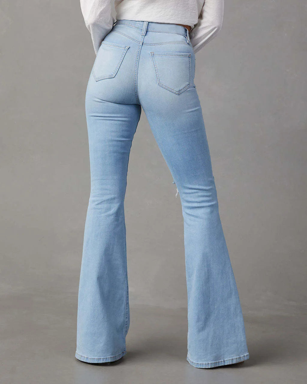 High Waist Pockets Chic Distress Denim