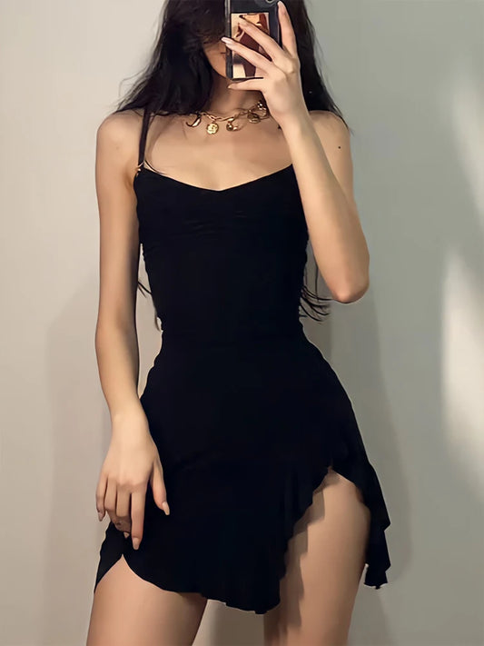 Black Sleeveless Strap Backless Sleek & Chic Mini