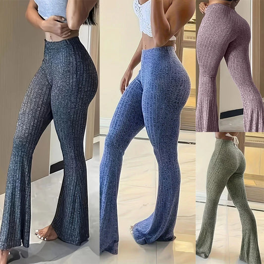 Slim High Waist Capris Bell Bottom Flare Tights Solid Hot Pants