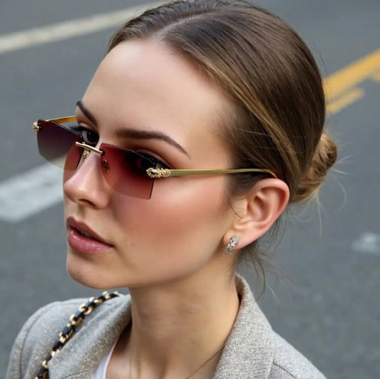 Rimless Luxe Glamour Glint Sunglasses