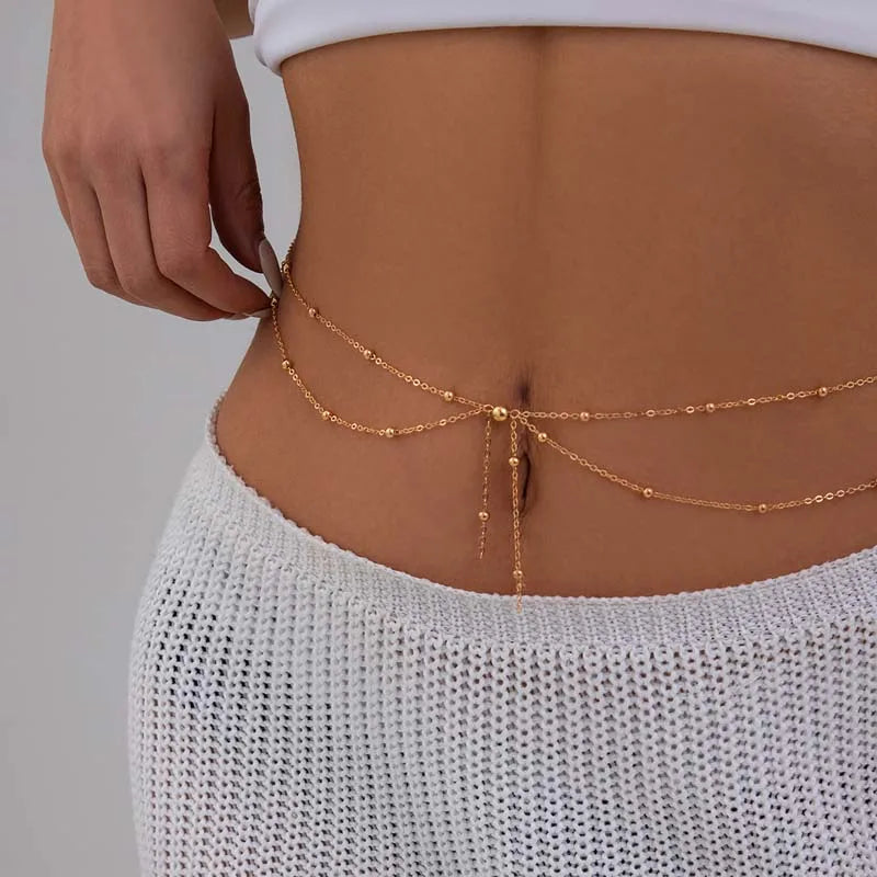 Double-Layer Glimmering Waist Gold Chain