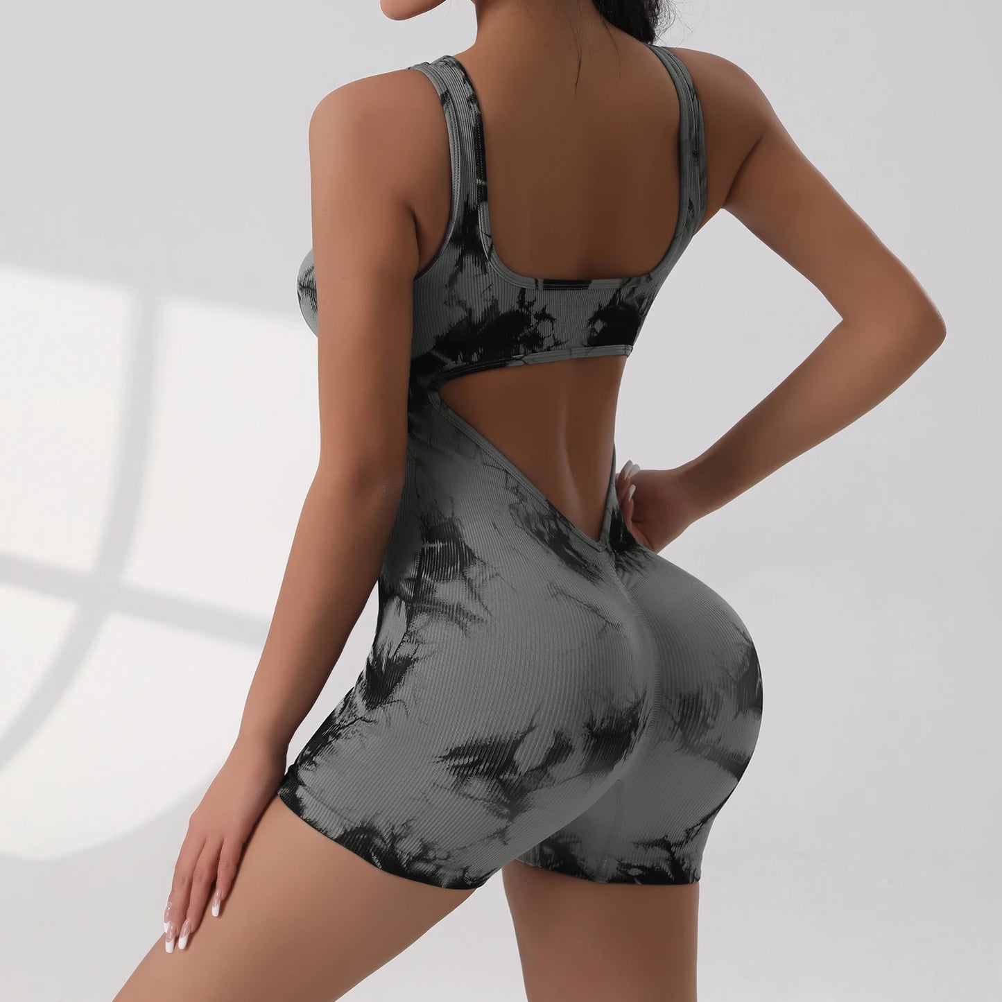 1PCS Tie Die Yoga Suit Stretch Butt-Lifting Sports Jumpsuit