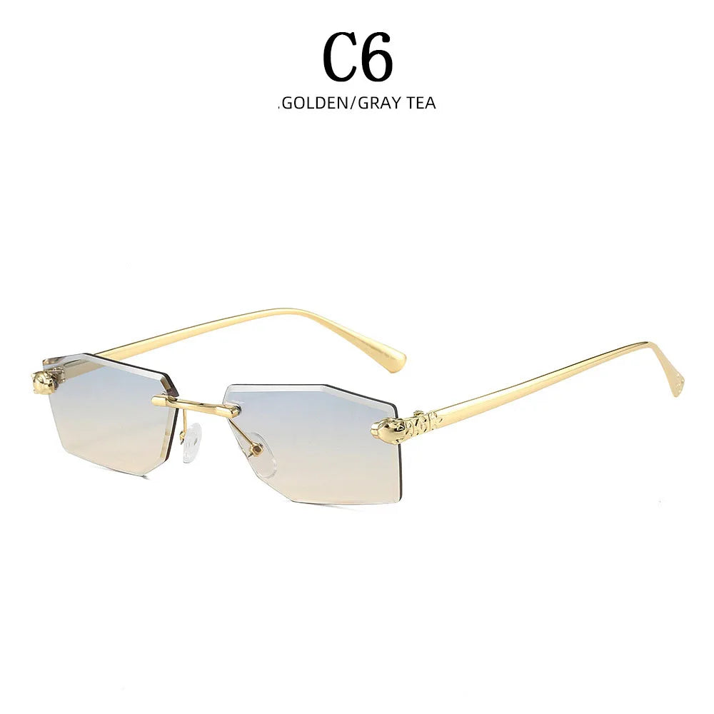 Rimless Luxe Glamour Glint Sunglasses