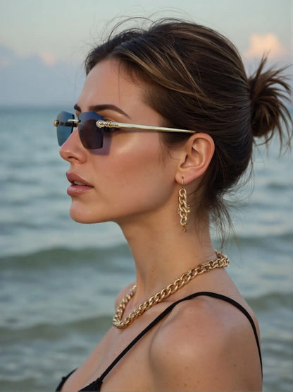 Rimless Luxe Glamour Glint Sunglasses