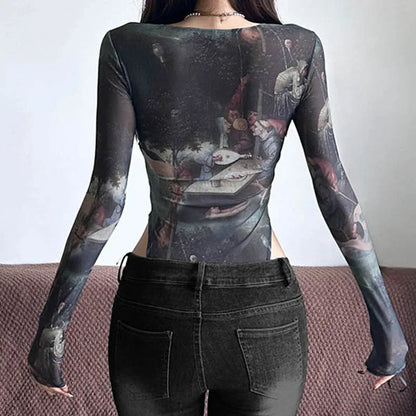 Long Sleeve Skinny Canvas Chic Bodysuit Top