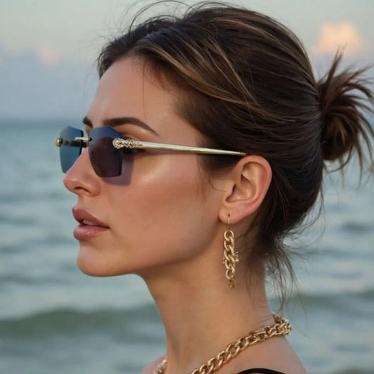 Rimless Luxe Glamour Glint Sunglasses