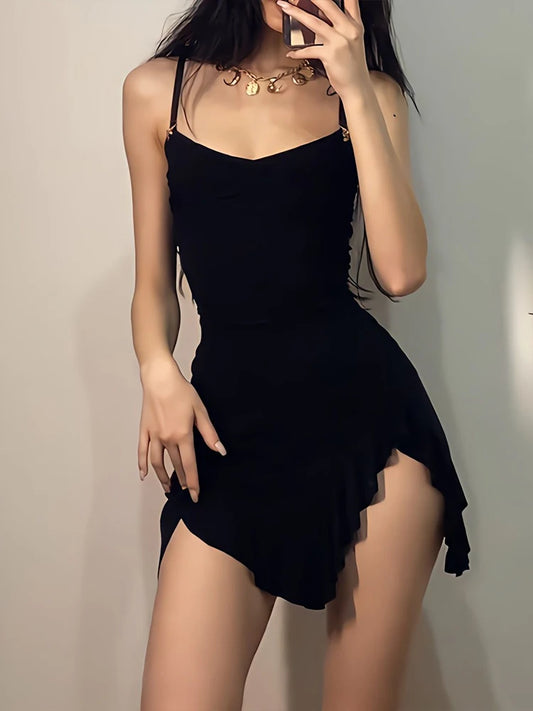 Black Sleeveless Strap Backless Sleek & Chic Mini